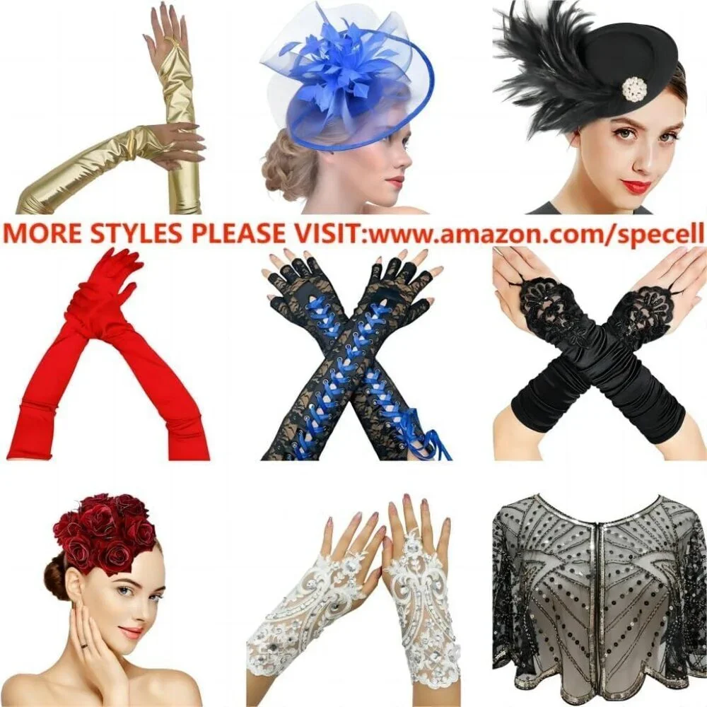Women's A-Mesh-‌Red Rhinestone Sparkly Elbow Length Gloves Halloween Costumes